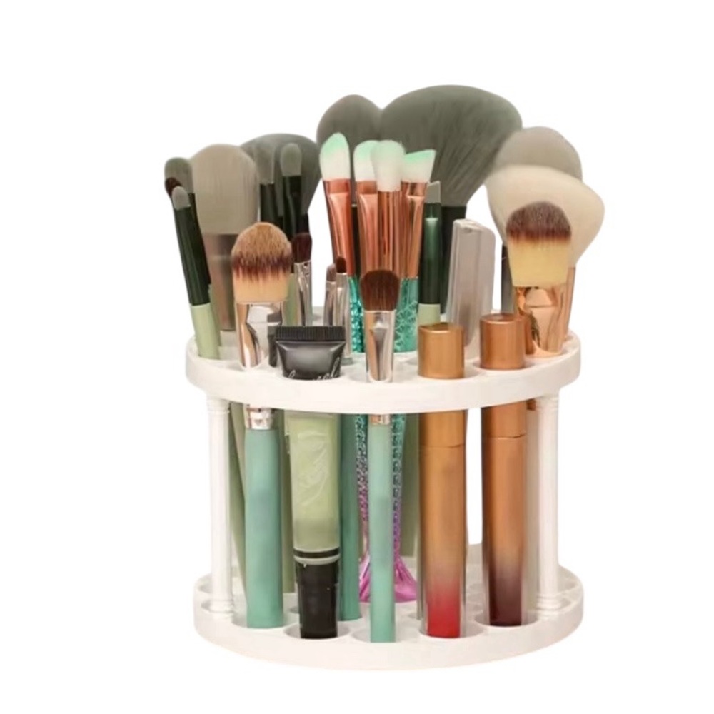 Rotating Makeup Brush Holder - White